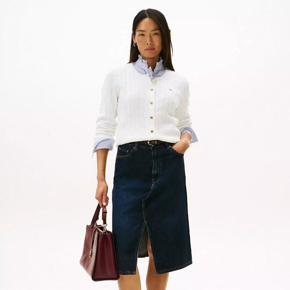 NWOT! TOMMY HILFIGER WHITE CABLE KNIT CARDIGAN - Picture 3 of 8